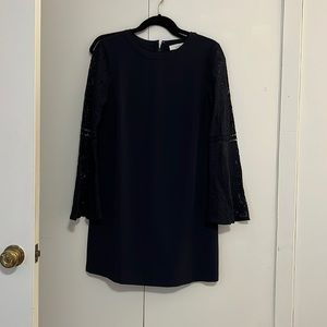 LOFT Black Cocktail Dress with Lace Sleeves